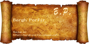 Bergh Porfir névjegykártya